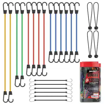 Walmart AWELCRAFT Plastic Hook Bungee Cords,Cross-Woven Rubber and Latex, 24 Piece offer