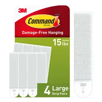 Walmart Command Bath Picture Hanging Strips, Large, White, 4 Water Resistant Pairs offer