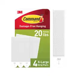 Walmart Command 20 Lb XL Heavyweight Picture Hangers, Damage-Free Hanging, 4 Pairs offer