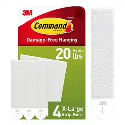 Walmart Command 20 Lb XL Heavyweight Picture Hangers, Damage-Free Hanging, 4 Pairs offer