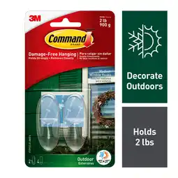 Walmart Command Outdoor Clear Window Hooks, Medium, 2 Wall Hooks, 4 Strips/Pack offer