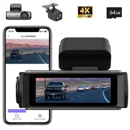 Walmart Comvin Car Dash Cam Front And Rear, 4K+1080P Wifi & App Control, with 2.99inch Screen & 64G Card offer