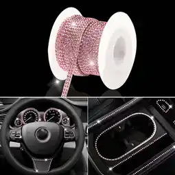 Walmart 4Mm*4.5M Shiny Rhinestone Strip Pink Car Diy Bling Diamond Sticker Ribbon offer