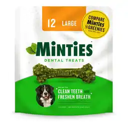 Walmart Minties Dental Bone Treats, Chews for Large Dogs over 50 lbs, 12 Count, 16 oz, Shelf-Stable offer