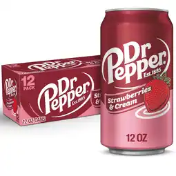 Walmart Dr Pepper Strawberries and Cream Soda Pop, 12 fl oz, 12 Pack Cans offer