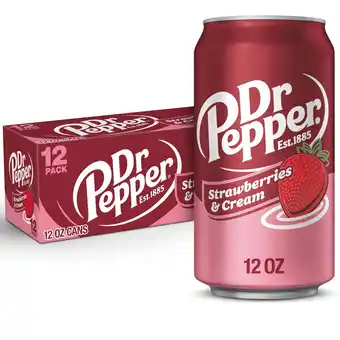 Walmart Dr Pepper Strawberries and Cream Soda Pop, 12 fl oz, 12 Pack Cans offer