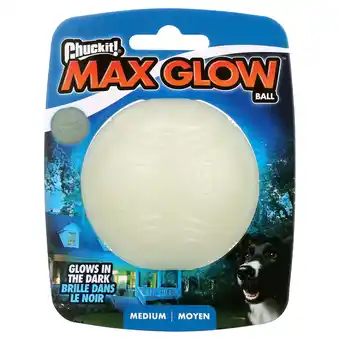 Walmart Chuckit! Max Glow Ball Rubber Fetch Dog Toy, Medium 2.5 for Dogs 20-60 lb, White, Pack of 1 offer