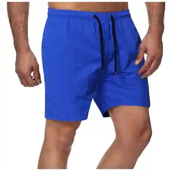 Walmart cllios Mens Shorts Solid Elastic Waist Mid Waist Loose Pockets Drawstring Short Pants offer