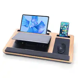 Walmart Coliware Lap Desk, 21.6 inch Laptop Desk with Dual Cushion Device Ledge Mouse Pad Phone - Wood Grain offer