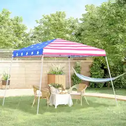 Walmart Outsunny 10' x 10' American Flag Pop Up Outdoor Canopy, Height Adjustable Portable UV Protection offer