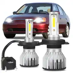 Walmart For Honda Civic 1992-2003 Led Headlights 7600LM 9003 H4 High Beam Low Beam Led Bulbs 2pc offer