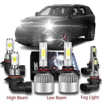 Walmart For 2006-2010 Jeep Commander LED Headlight + Fog Light Bulbs Combo Kit 6000K offer