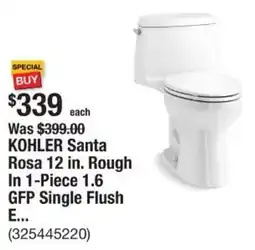 The Home Depot KOHLER Santa Rosa 12 in. Rough In 1-Piece 1.6 GFP Single Flush offer