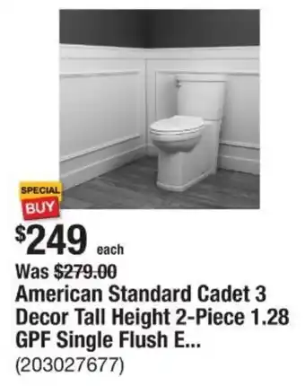 The Home Depot American Standard Cadet 3 Decor Tall Height 2-Piece 1.28 GPF Single Flush offer