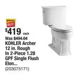 The Home Depot KOHLER Archer 12 in. Rough In 2-Piece 1.28 GPF Single Flush offer