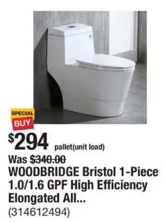 The Home Depot WOODBRIDGE Bristol 1-Piece 1.0/1.6 GPF High Efficiency Elongated All offer