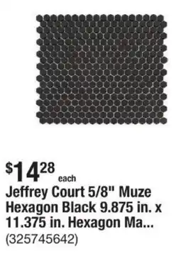 The Home Depot Jeffrey Court 5/8" Muze Hexagon Black 9.875 in. x 11.375 in. Hexagon offer