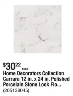 The Home Depot Home Decorators Collection Carrara 12 in. x 24 in. Polished Porcelain Stone offer