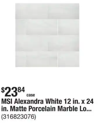 The Home Depot MSI Alexandra White 12 in. x 24 in. Matte Porcelain Marble offer