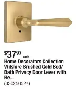 The Home Depot Home Decorators Collection Wilshire Brushed Gold Bed/ Bath Privacy Door Lever with Re offer