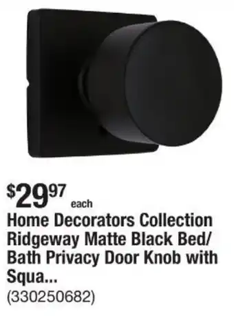 The Home Depot Home Decorators Collection Ridgeway Matte Black Bed/ Bath Privacy Door Knob offer