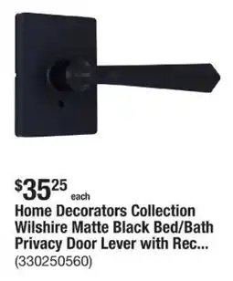 The Home Depot Home Decorators Collection Wilshire Matte Black Bed/Bath Privacy Door Lever offer