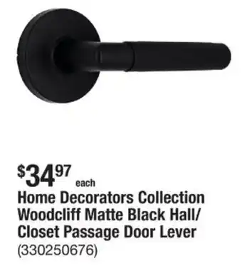 The Home Depot Home Decorators Collection Woodcliff Matte Black Hall/ Closet Passage Door Lever offer