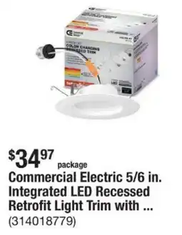 The Home Depot Commercial Electric 5/6 in. Integrated LED Recessed Retrofit Light Trim offer