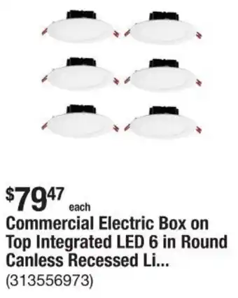 The Home Depot Commercial Electric Box on Top Integrated LED 6 in Round Canless Recessed offer