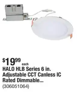 The Home Depot HALO HLB Series 6 in. Adjustable CCT Canless IC Rated Dimmable offer