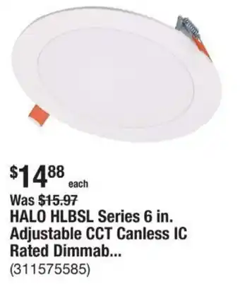 The Home Depot HALO HLBSL Series 6 in. Adjustable CCT Canless IC Rated Dimmab offer