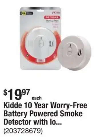 The Home Depot Kidde 10 Year Worry-Free Battery Powered Smoke Detector offer