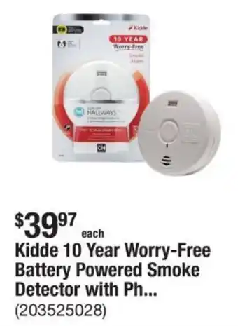 The Home Depot Kidde 10 Year Worry-Free Battery Powered Smoke Detector offer