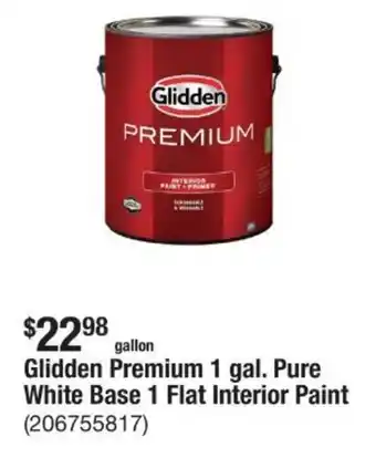 The Home Depot Glidden Premium Pure White Base 1 Flat Interior Paint offer