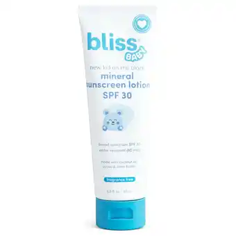 Walmart Bliss Baby New Kid on the Block Mineral Sunscreen Lotion SPF 30 offer