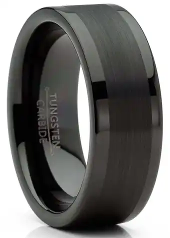 Walmart Metal Masters Mens Tungsten Ring Black Wedding Band High-Polish Comfort-fit 8MM offer