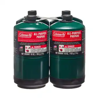 Walmart Coleman All Purpose Propane Gas Cylinder 16 oz, 4-Pack offer