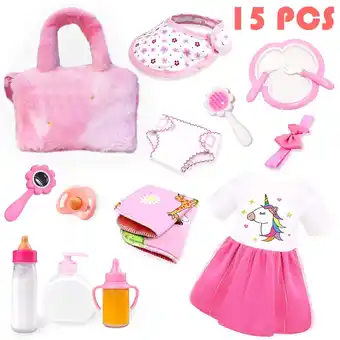 Walmart Baby Doll Accessories, Baby Doll Feeding and Caring Set, 15 Pieces offer