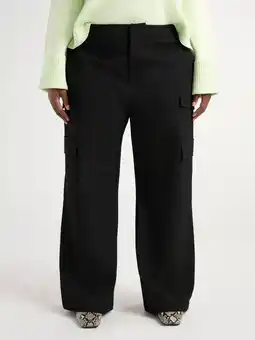 Walmart Scoop Women's and Women's Plus Faux Wool Wide Leg Cargo Pants, 32’’ Inseam, Sizes 0-28W offer