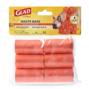 Walmart Glad for Pets Large Dog Waste Bags, Scented, Tear-Resistant, 6 Rolls | 90 Bags Total offer