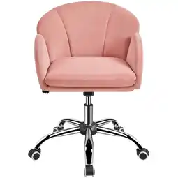 Walmart Alden Design Modern Velvet Rolling Desk Chair for Home Office, Pink offer