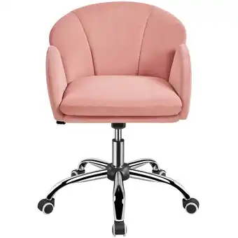 Walmart Alden Design Modern Velvet Rolling Desk Chair for Home Office, Pink offer