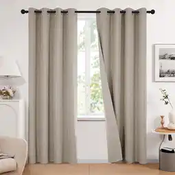 Walmart Deconovo Total Blackout Curtains 52 x 84 inch 2 Panels Grommet Linen Curtains for Bedroom, Flaxen offer