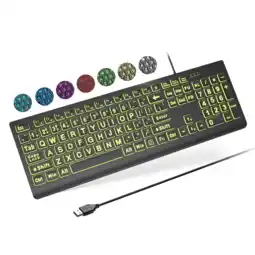 Walmart Wagpak Large Print Backlit Keyboard - Wired USB Lighted Computer Keyboard for Laptops offer