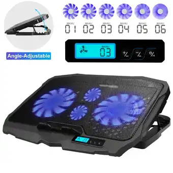 Walmart AGPTEK Gaming Laptop Cooling Pad Notebook Holder Compatible up to 17”Laptops/PS4/Router - Blue LED offer