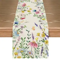 Walmart Sm:)e 13 x 72 Daisy Eucalyptus Lavender Floral Leaves Table Runner offer