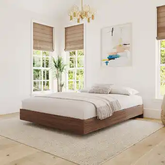 Walmart Nexera Full Size Platform Wood Bed Frame, Walnut offer