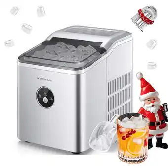 Walmart Ice Maker Countertop, 30 lbs Ice in 24 Hrs, 9 Bullet Ice in 5 Minutes, Silver, NORTHCLAN offer