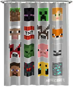 Walmart Minecraft Mobs & Blocks 70x72 Kids Shower Curtain offer