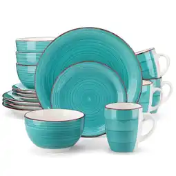 Walmart Vancasso Series Bella Stoneware Dinnerware Set, Turquoise, 16 Piece offer